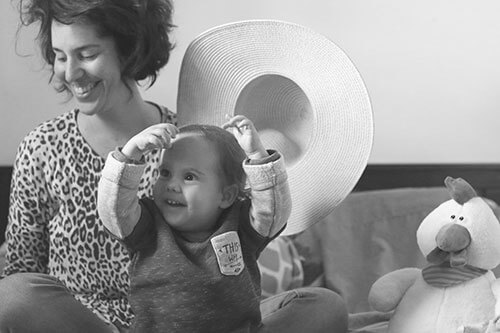 Mother and daughter smiling and having fun